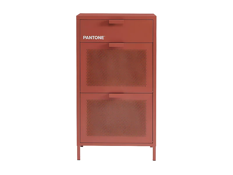 Nino - Meuble à chaussures 2 portes 1 tiroir en métal PANTONE L55cm - Terracotta