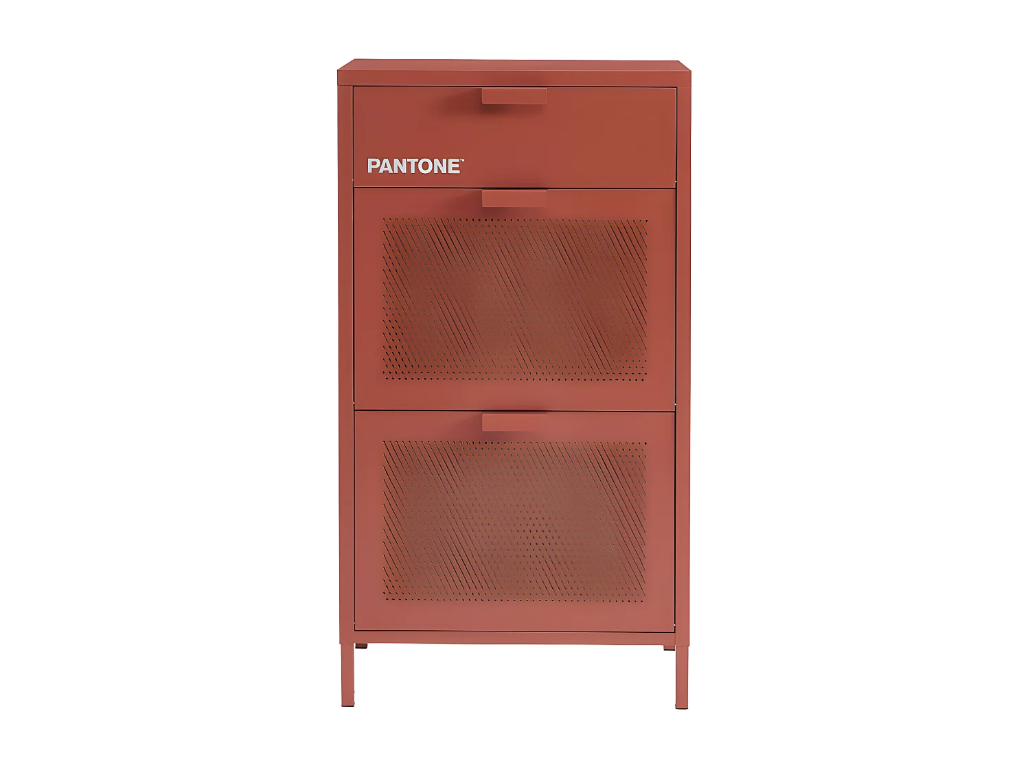 Nino - Meuble à chaussures 2 portes 1 tiroir en métal PANTONE L55cm - Terracotta