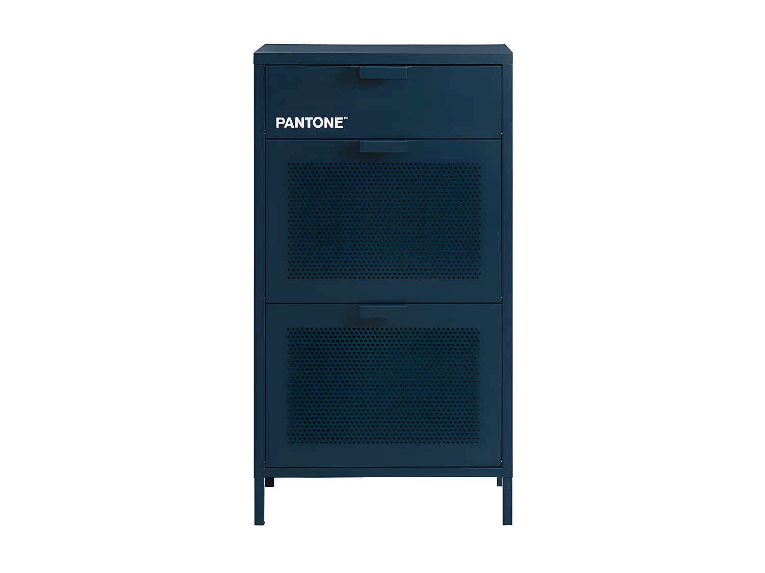 Nino - Meuble à chaussures 2 portes 1 tiroir en métal PANTONE L55cm - Bleu nuit