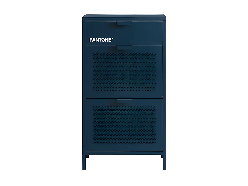 Nino - Meuble à chaussures 2 portes 1 tiroir en métal PANTONE L55cm - Bleu nuit