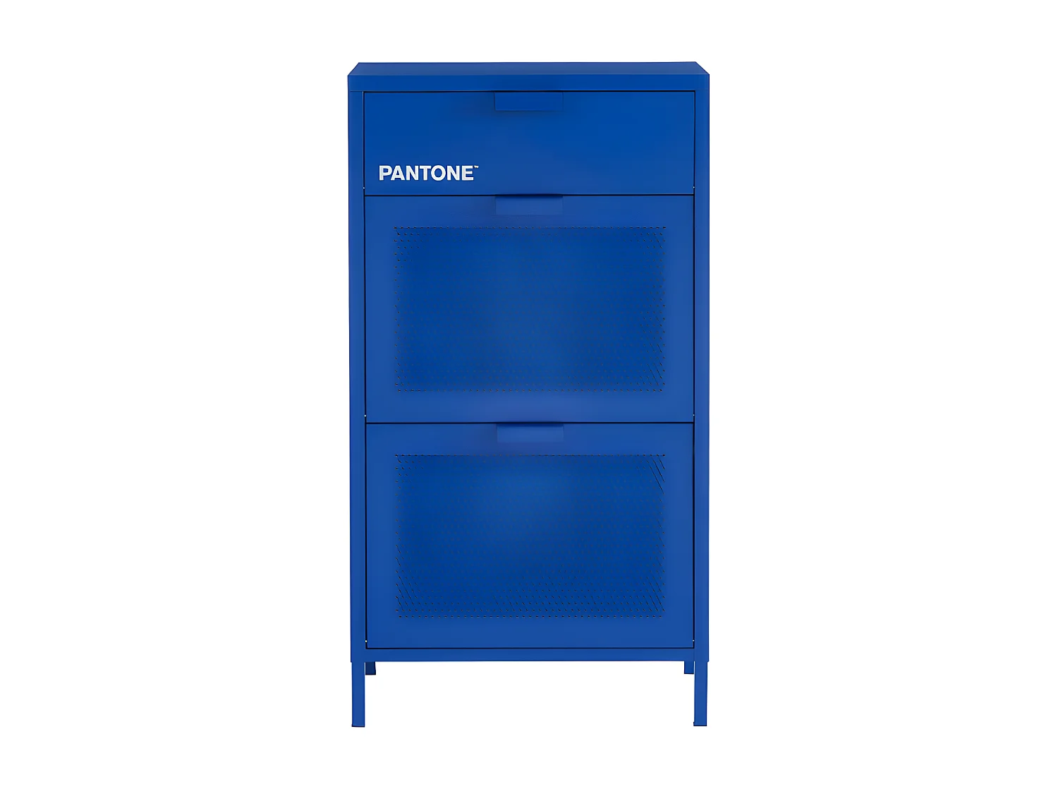 Nino - Meuble à chaussures 2 portes 1 tiroir en métal PANTONE L55cm - Bleu électrique
