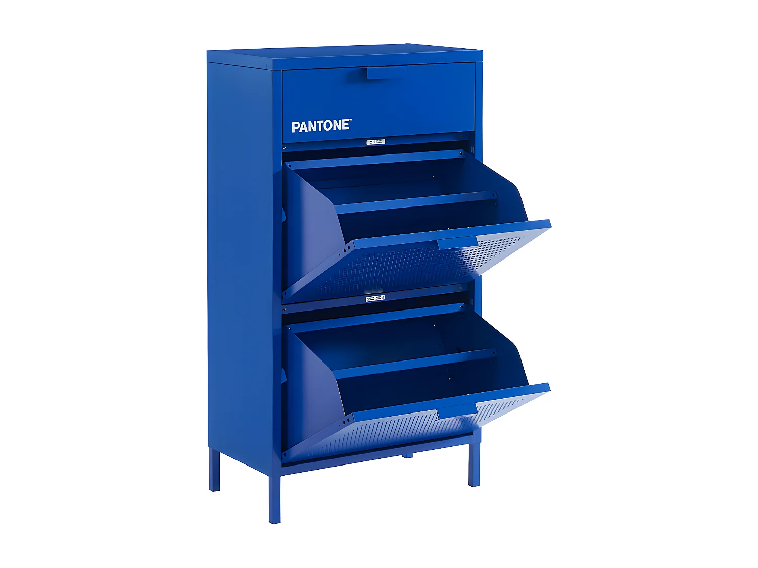 Nino - Meuble à chaussures 2 portes 1 tiroir en métal PANTONE L55cm - Bleu électrique