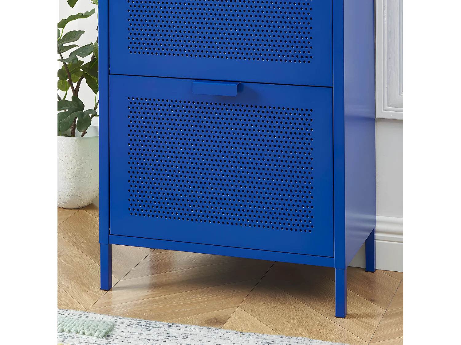 Nino - Meuble à chaussures 2 portes 1 tiroir en métal PANTONE L55cm - Bleu électrique