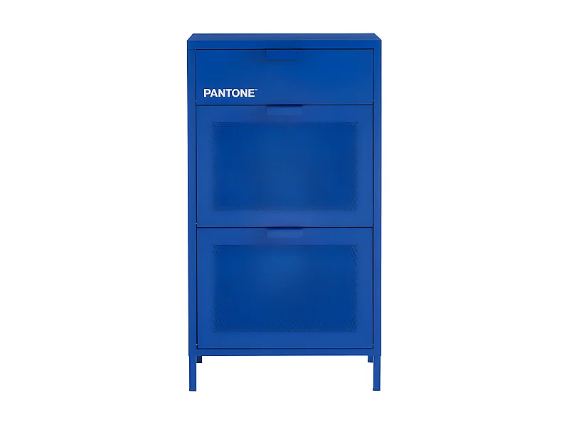 Nino - Meuble à chaussures 2 portes 1 tiroir en métal PANTONE L55cm - Bleu électrique