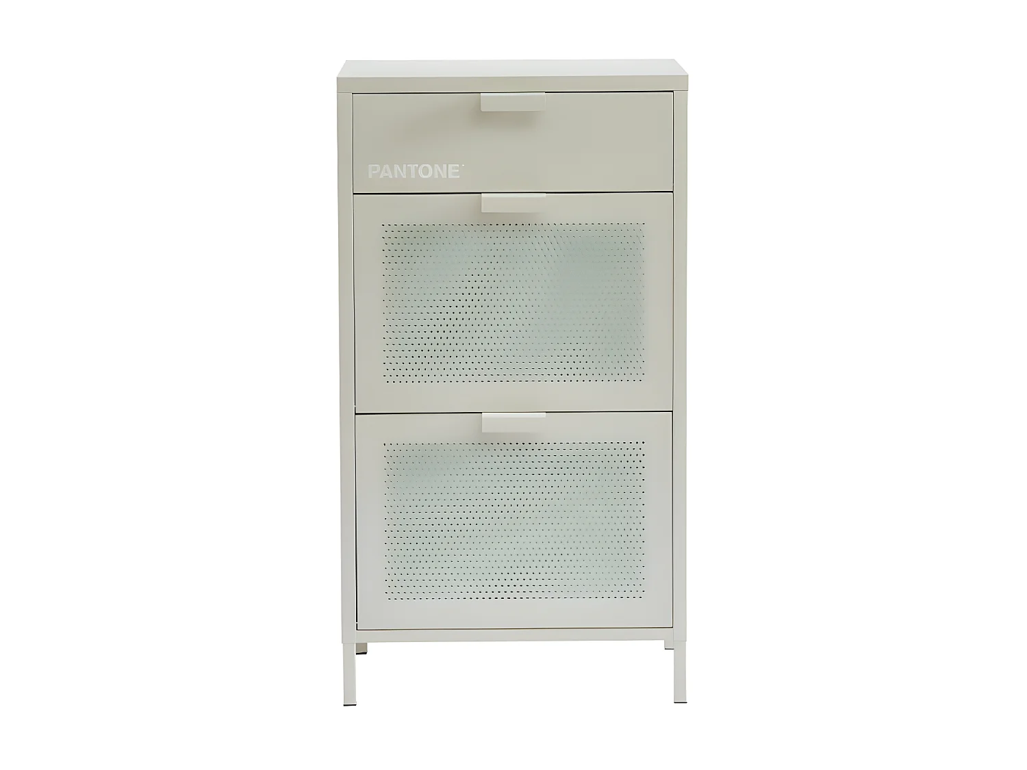 Nino - Meuble à chaussures 2 portes 1 tiroir en métal PANTONE L55cm - Beige