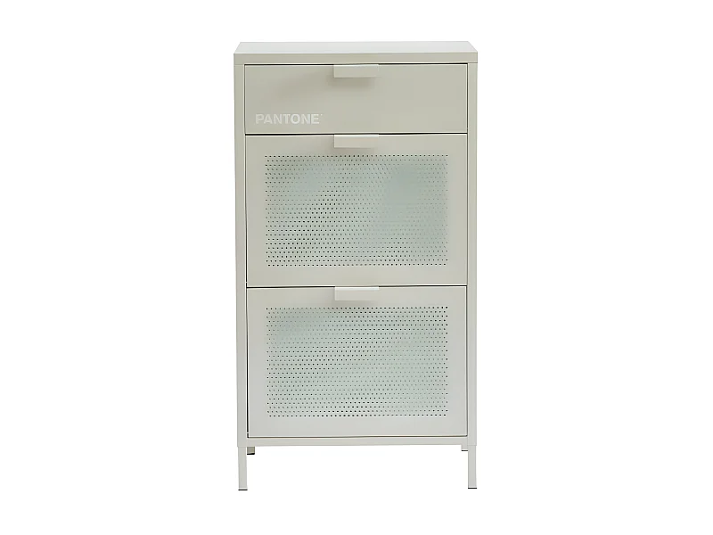 Nino - Meuble à chaussures 2 portes 1 tiroir en métal PANTONE L55cm - Beige