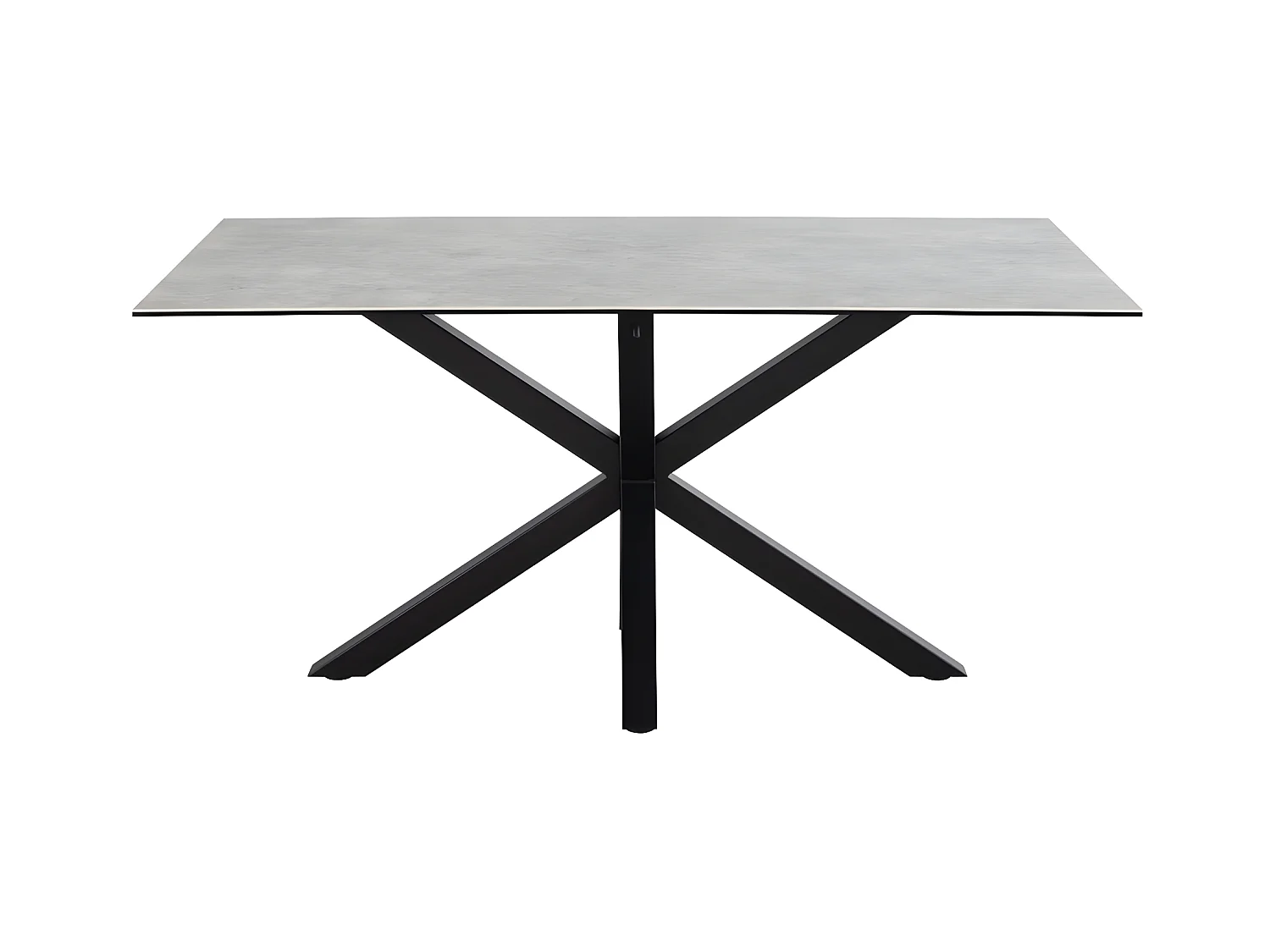 Eurame - Table à manger 6 personnes en céramique et métal - Gris