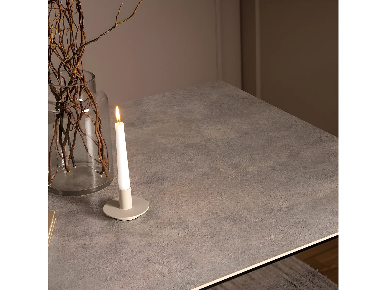 Eurame - Table à manger 6 personnes en céramique et métal - Gris