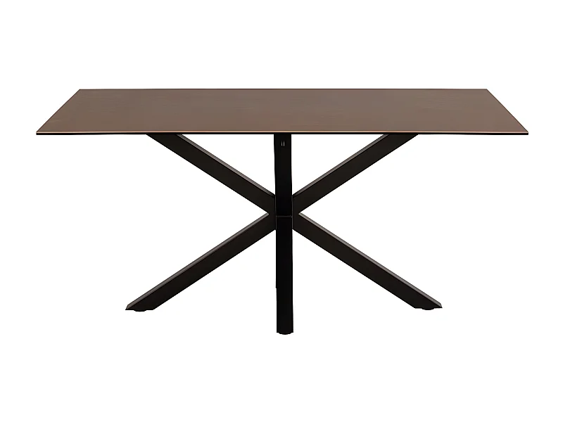 Eurame - Table à manger 6 personnes en céramique et métal - Marron