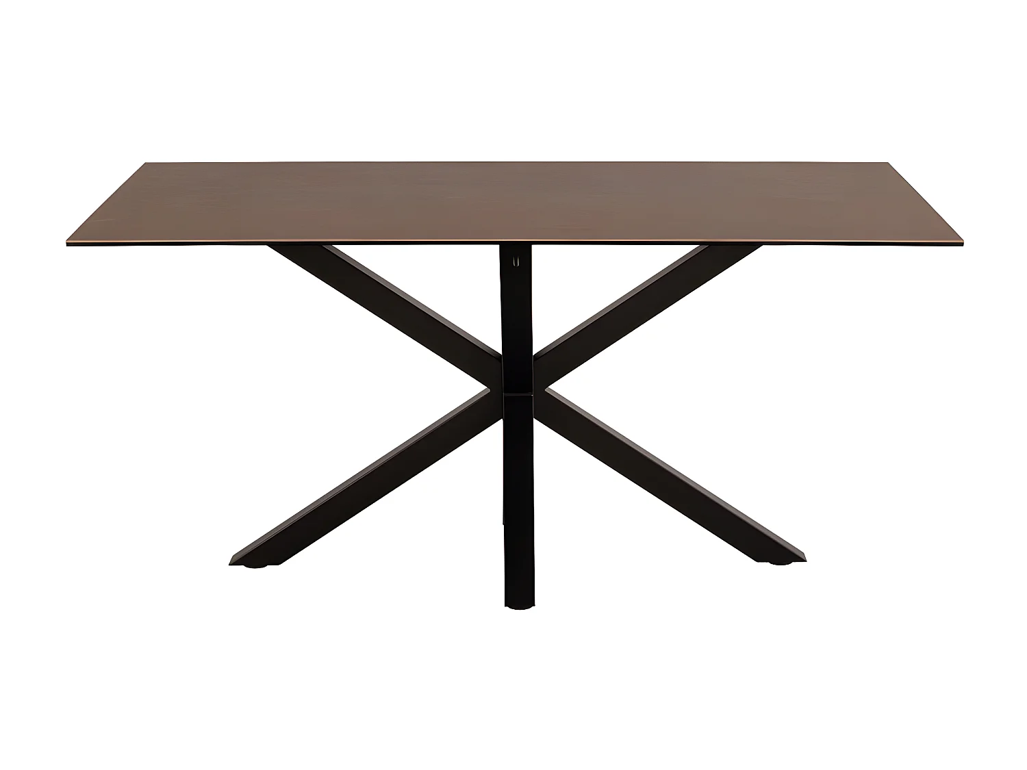 Eurame - Table à manger 6 personnes en céramique et métal - Marron