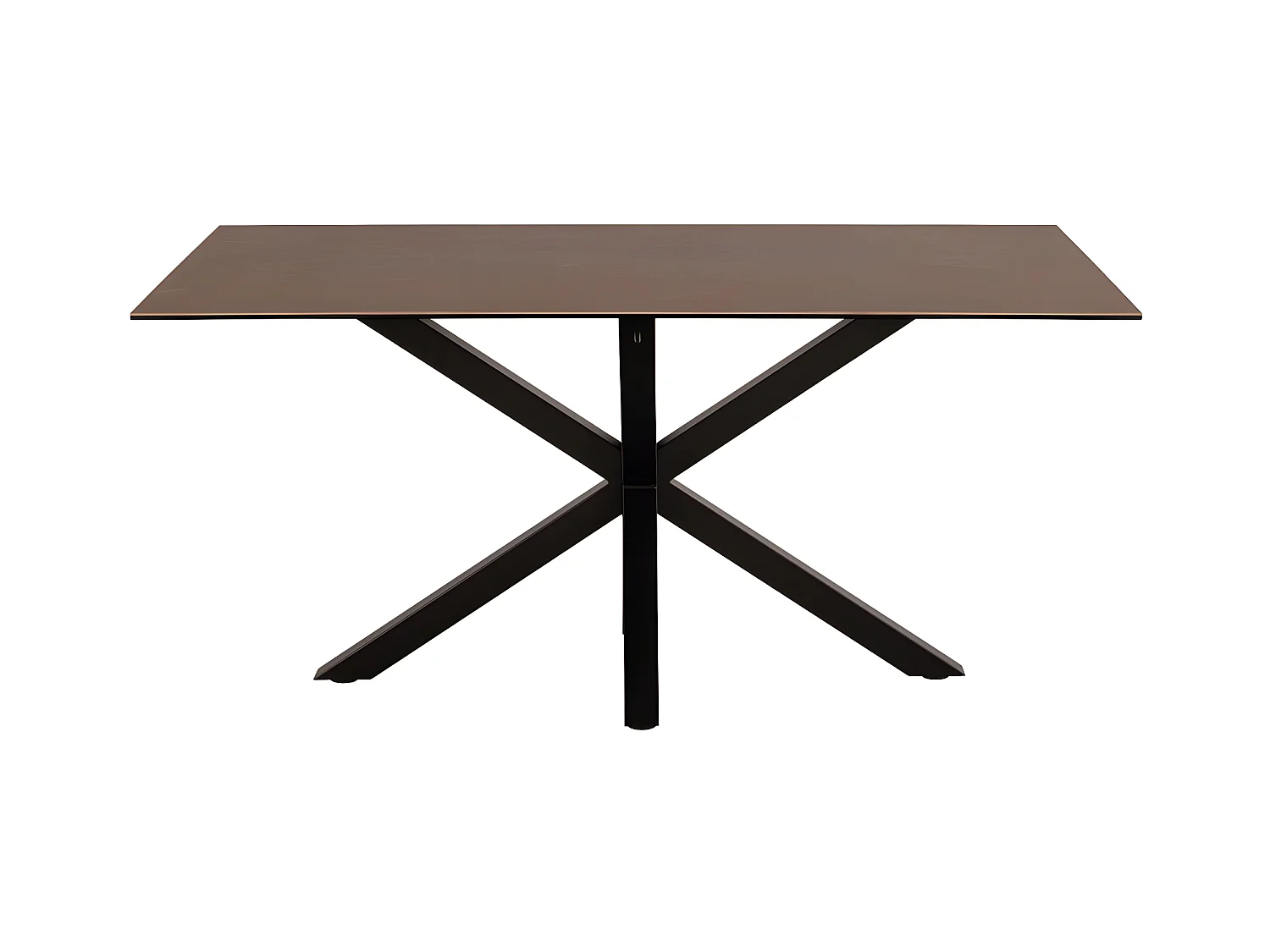 Eurame - Table à manger 6 personnes en céramique et métal - Marron