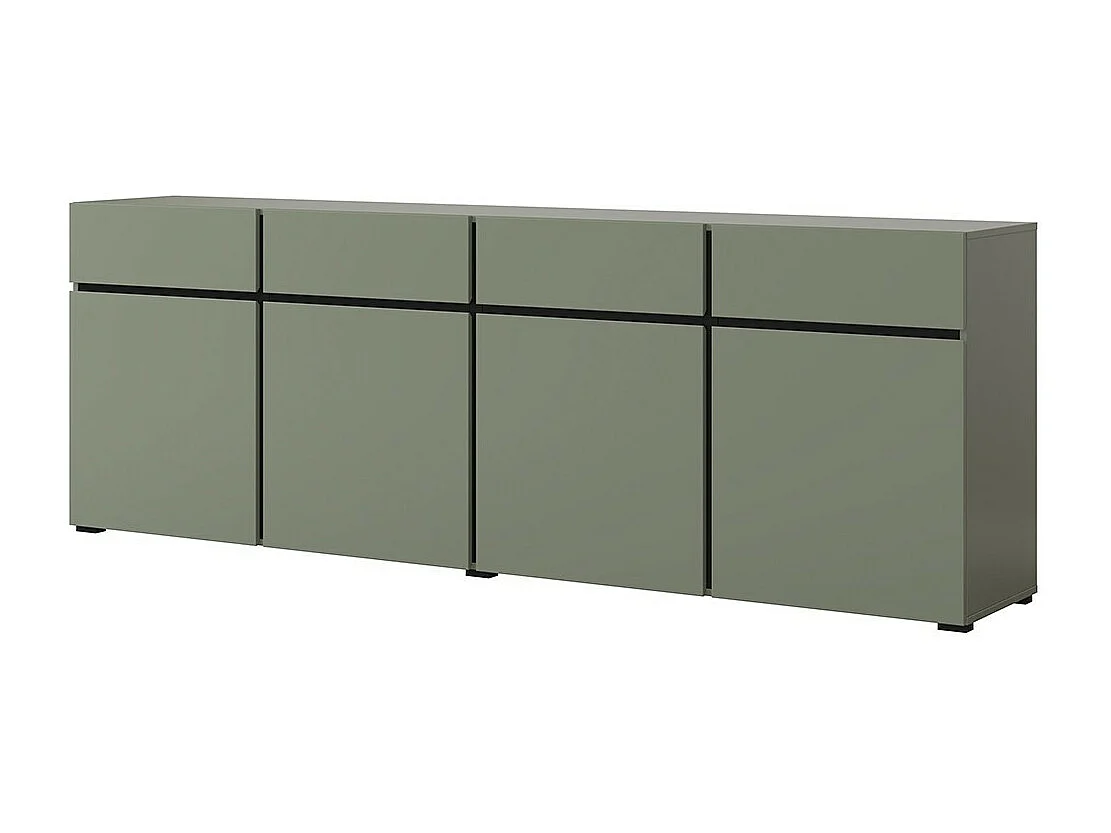 Buffet XL color verde salvia 225cm colección HAVANA. Aparador de diseño con 4 puertas y 4 cajones.