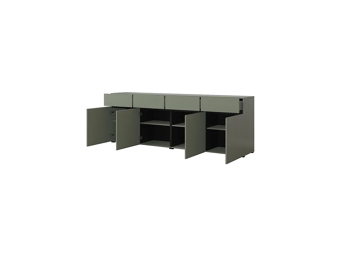 Buffet XL Farbe Salbeigrün 225cm Kollektion HAVANA. Sideboard Design mit 4 Türen und 4 Schubladen.