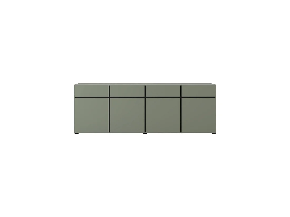 Buffet XL Farbe Salbeigrün 225cm Kollektion HAVANA. Sideboard Design mit 4 Türen und 4 Schubladen.