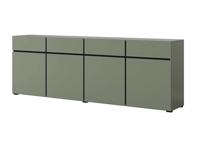 Buffet XL coloris vert sauge 225cm collection HAVANA. Bahut  design avec 4 portes et 4 tiroirs.