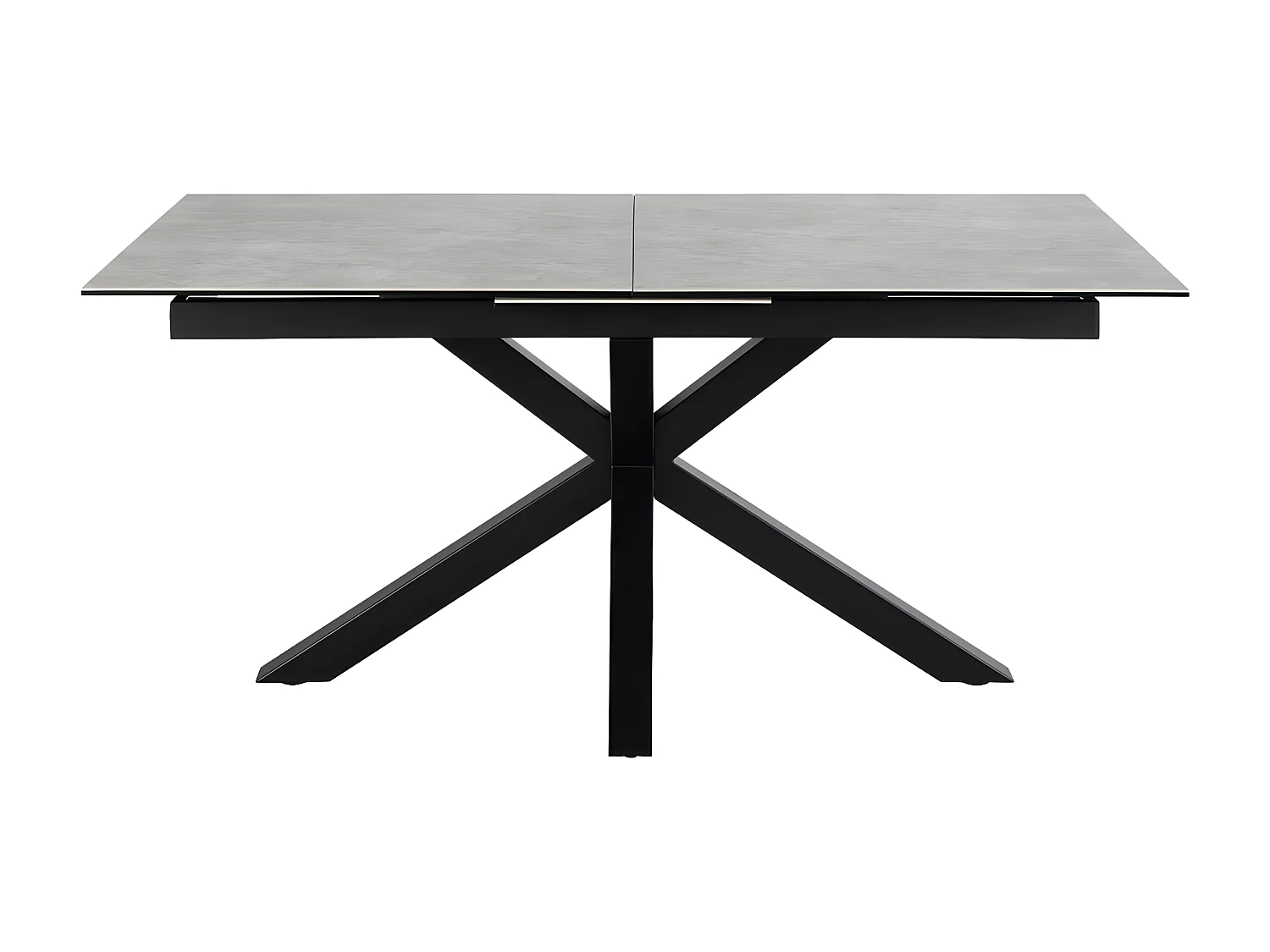 Eurame - Table à manger extensible 6 à 8 places en céramique et métal 168-210x90cm - Gris