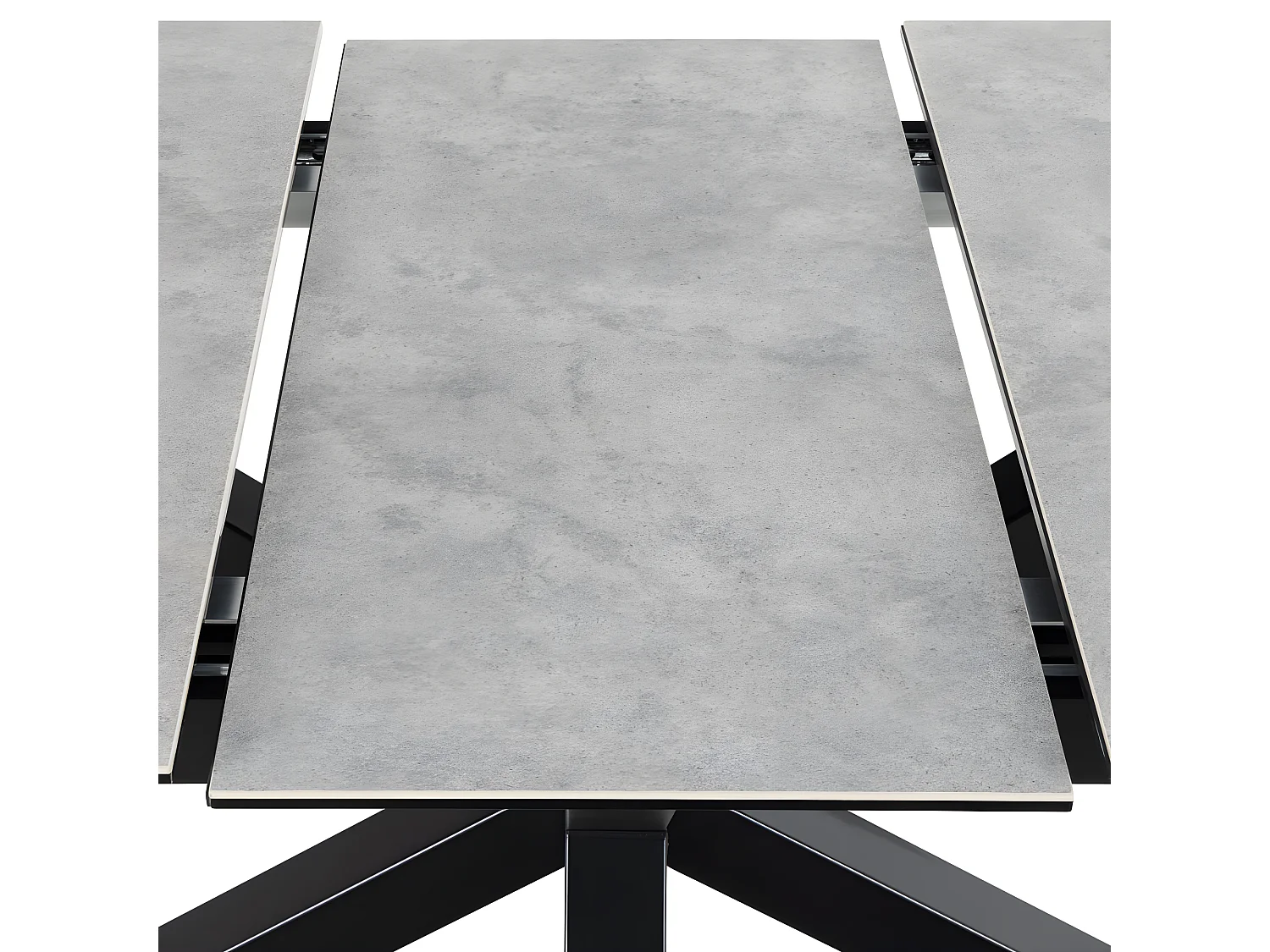 Eurame - Table à manger extensible 6 à 8 places en céramique et métal 168-210x90cm - Gris