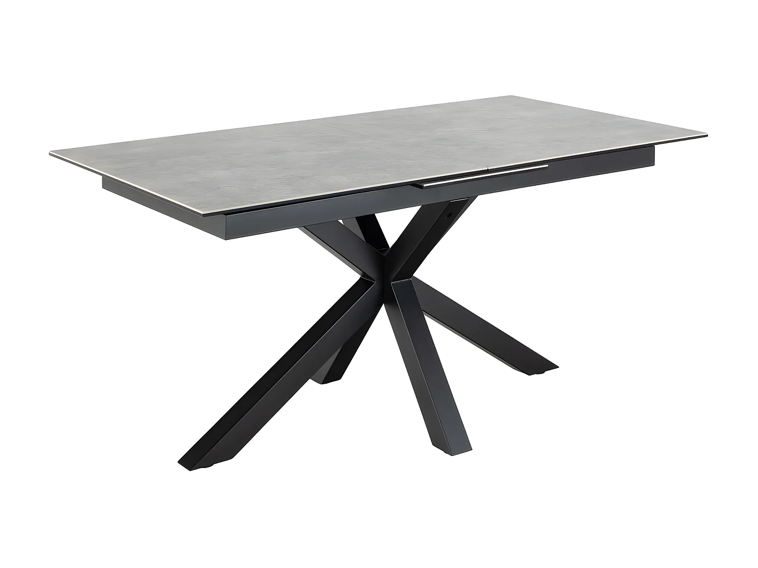 Eurame - Table à manger extensible 6 à 8 places en céramique et métal 168-210x90cm - Gris