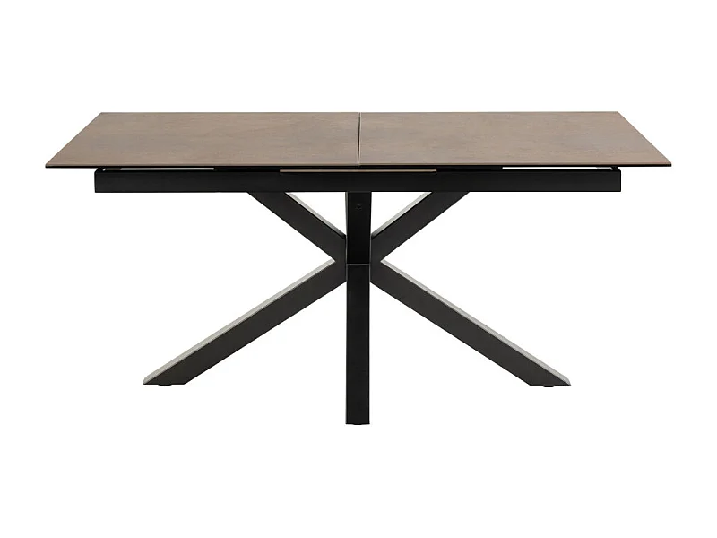 Eurame - Table à manger extensible 6 à 8 places en céramique et métal 168-210x90cm - Marron