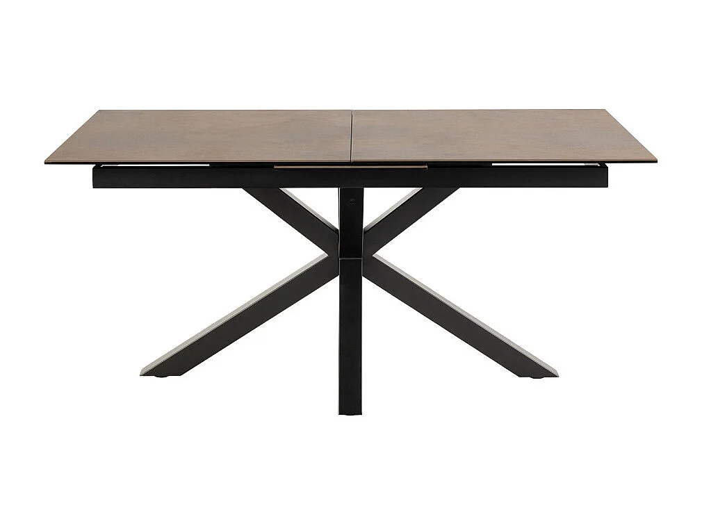 Eurame - Table à manger extensible 6 à 8 places en céramique et métal 168-210x90cm - Marron
