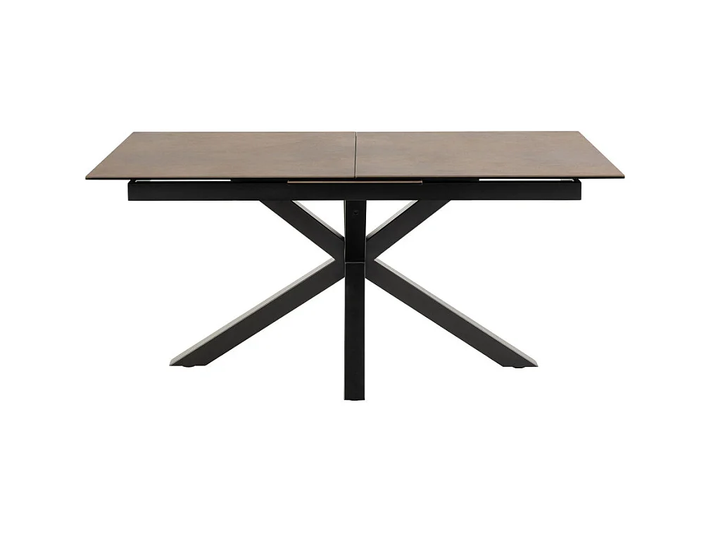 Eurame - Table à manger extensible 6 à 8 places en céramique et métal 168-210x90cm - Marron
