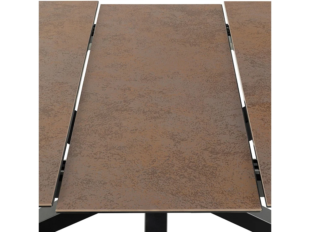 Eurame - Table à manger extensible 6 à 8 places en céramique et métal 168-210x90cm - Marron