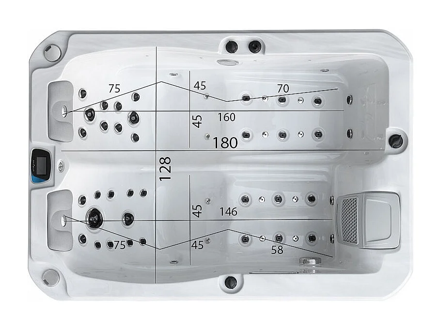 Spa 2 places allongées Archipel® GT2 PRO MAX BLANC NACRÉ - Spa Thérapeutique Balboa 210x148