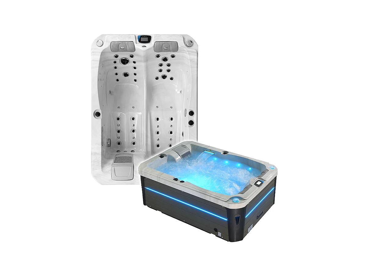 Spa 2 places allongées Archipel® GT2 PRO MAX BLANC MARBRE LED - Spa Thérapeutique Balboa 210x148