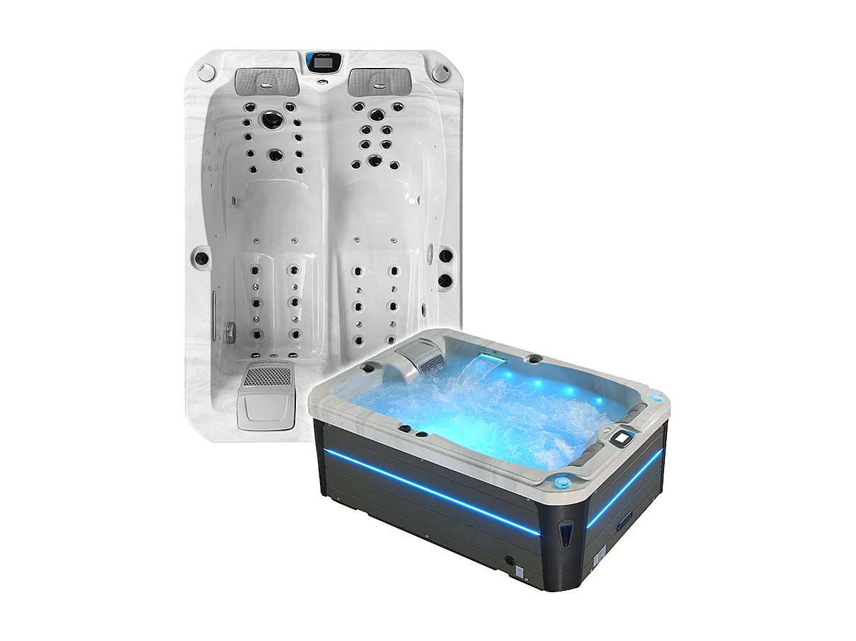 Spa 2 places allongées Archipel® GT2 PRO MAX BLANC MARBRE LED - Spa Thérapeutique Balboa 210x148