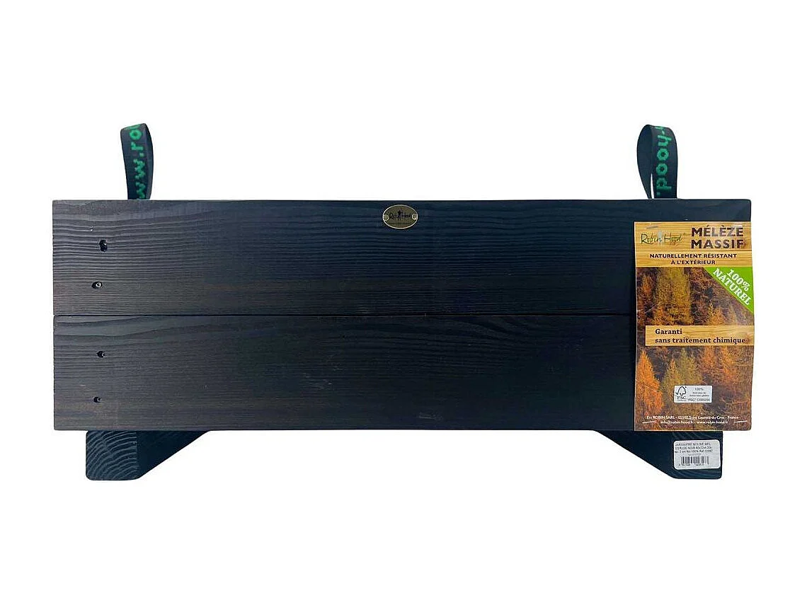 Jardinière en mélèze Moline 60 x 22 x 20 cm Cérusé noir