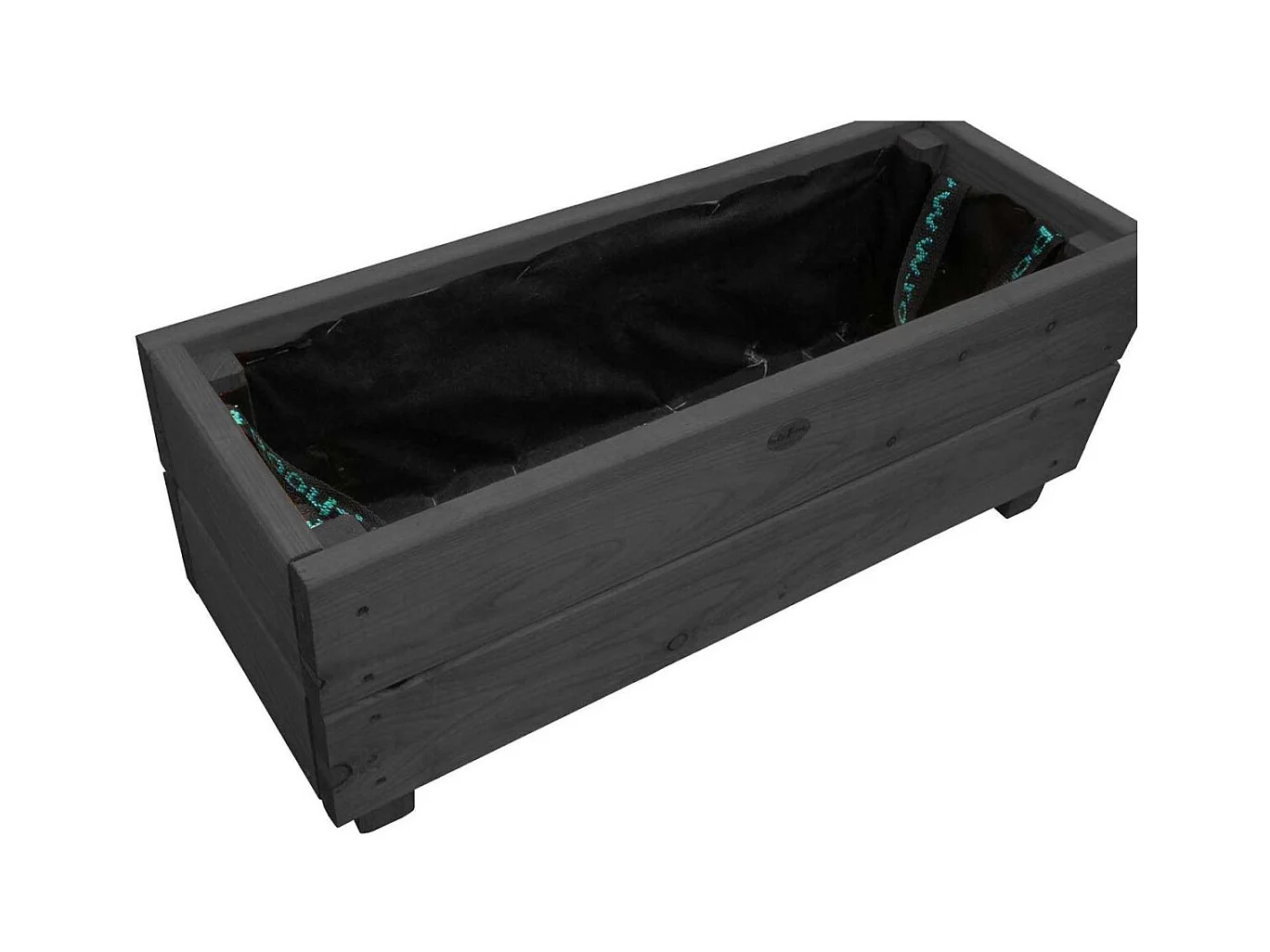 Jardinière en mélèze Moline 60 x 22 x 20 cm Cérusé noir