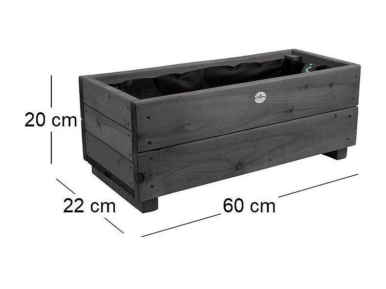 Jardinière en mélèze Moline 60 x 22 x 20 cm Cérusé noir