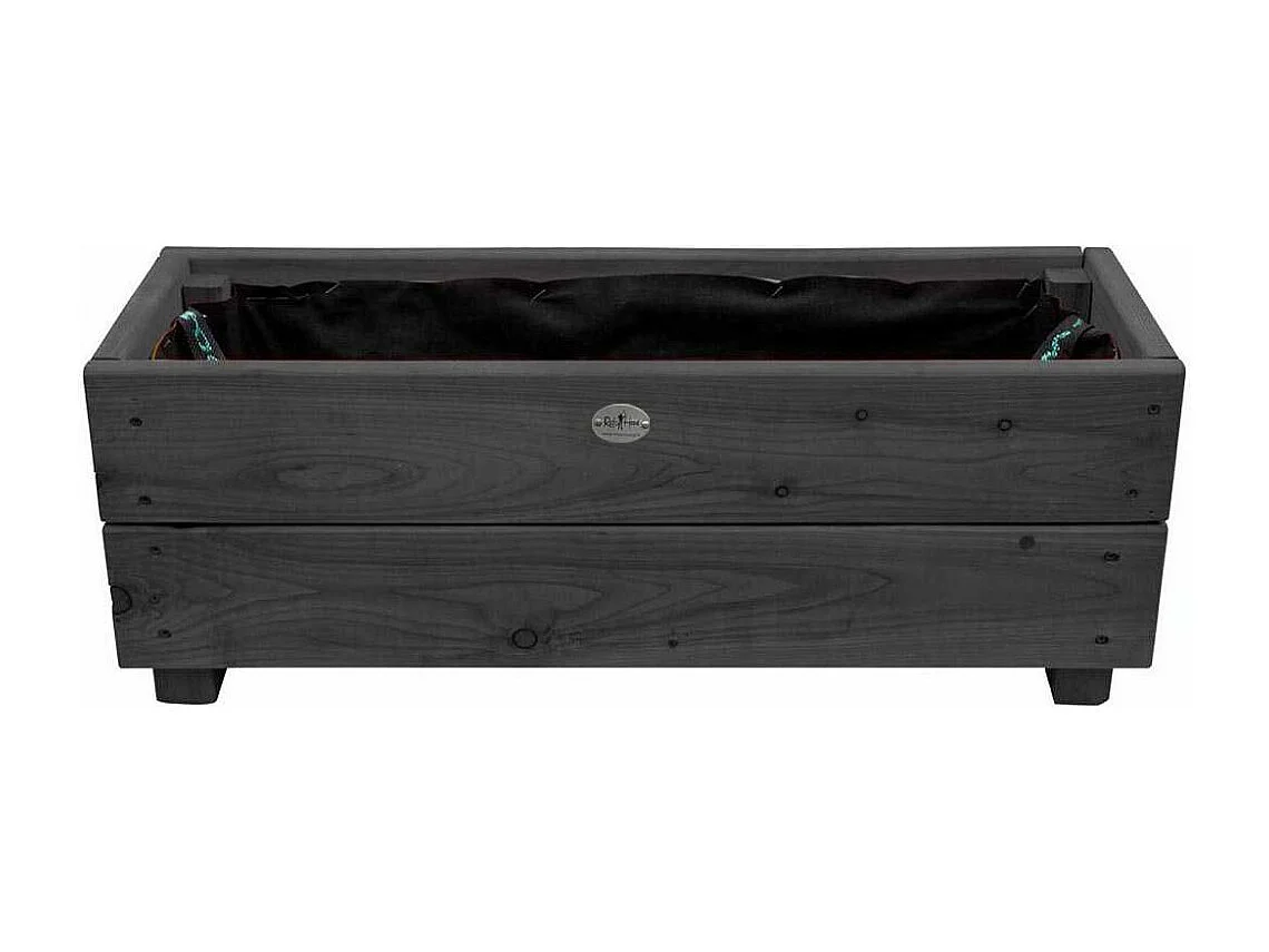 Jardinière en mélèze Moline 60 x 22 x 20 cm Cérusé noir