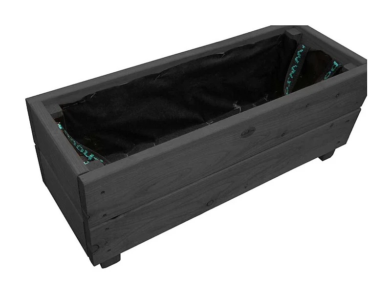 Jardinière en mélèze Moline 60 x 22 x 20 cm Cérusé noir