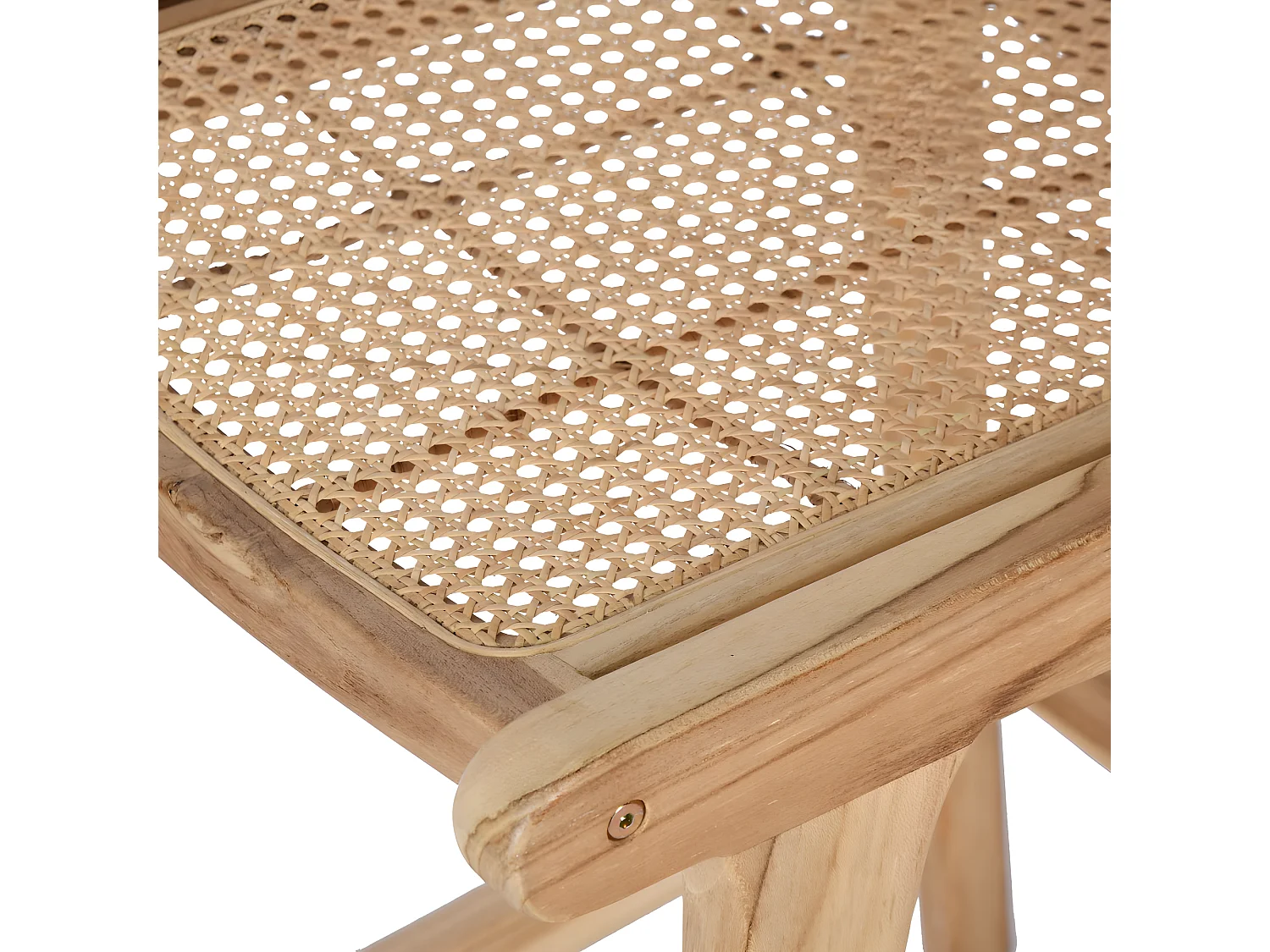 Basuki - Lot de 2 tabourets de bar en teck et cannage H65cm - Bois clair