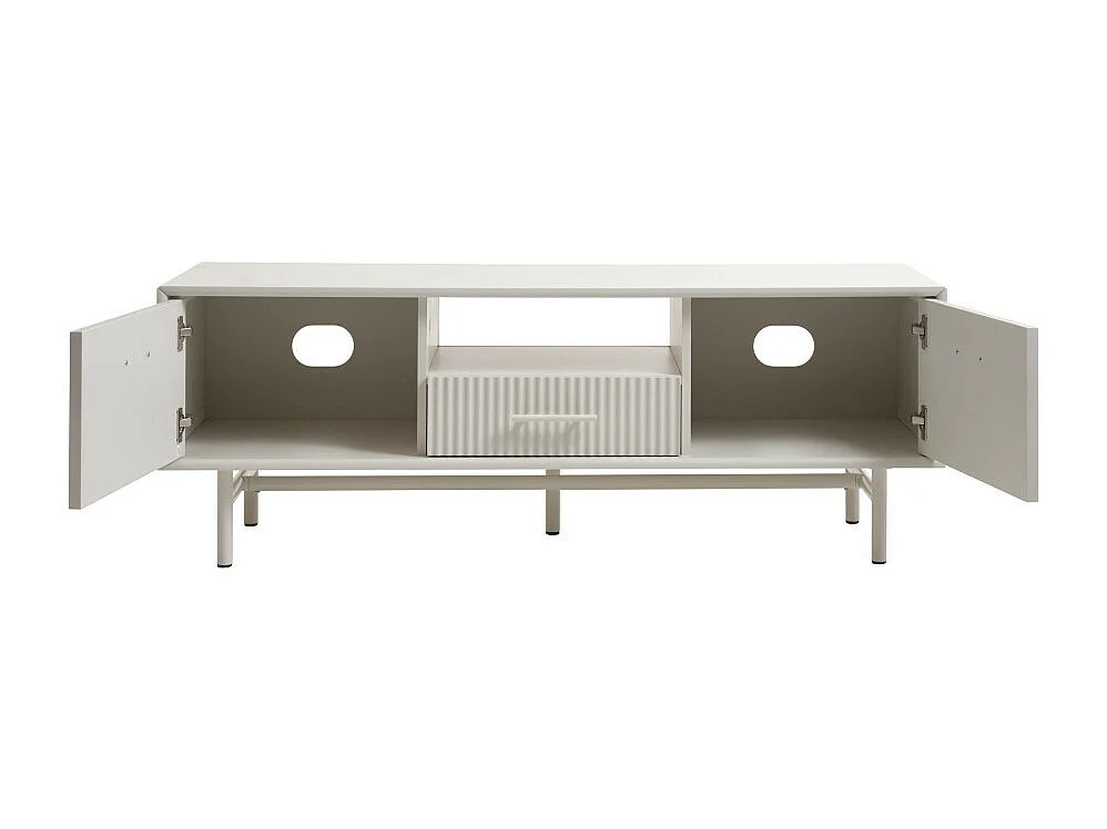 Jura - Meuble TV 2 portes 1 tiroir en bois et métal L140cm - Grège