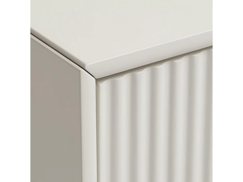 Jura - Meuble TV 2 portes 1 tiroir en bois et métal L140cm - Grège