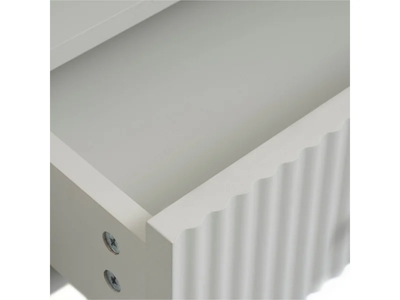 Jura - Meuble TV 2 portes 1 tiroir en bois et métal L140cm - Grège