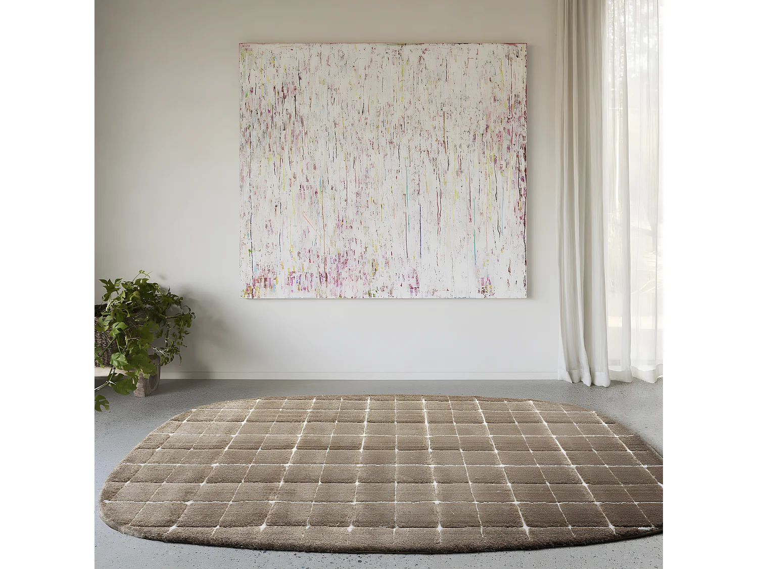 Byron V - Tapis contemporain ovale -  Brun - 160x230cm