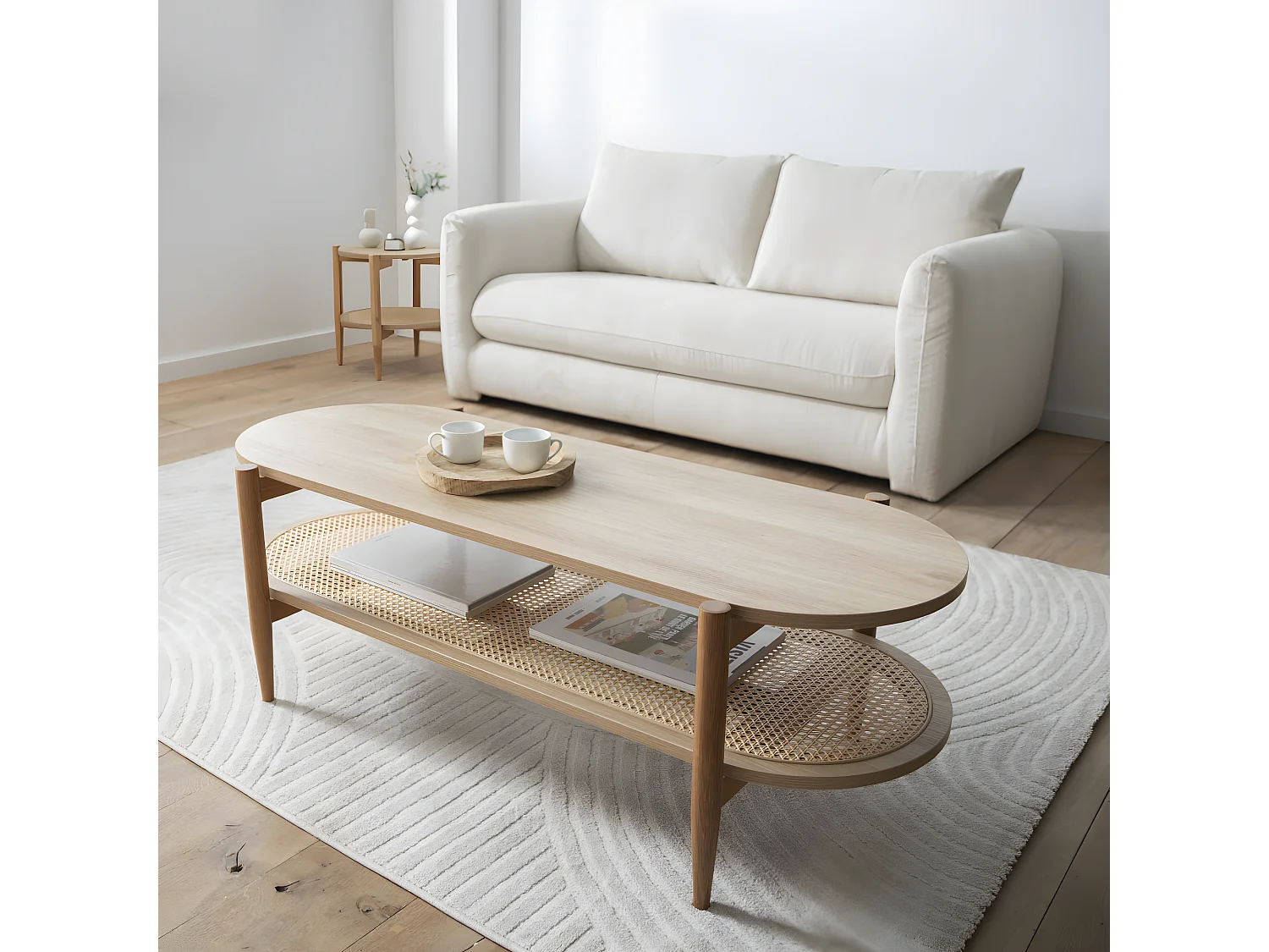 Hills - Tapis contemporain à motif géométrique -  Écru - 133x195cm