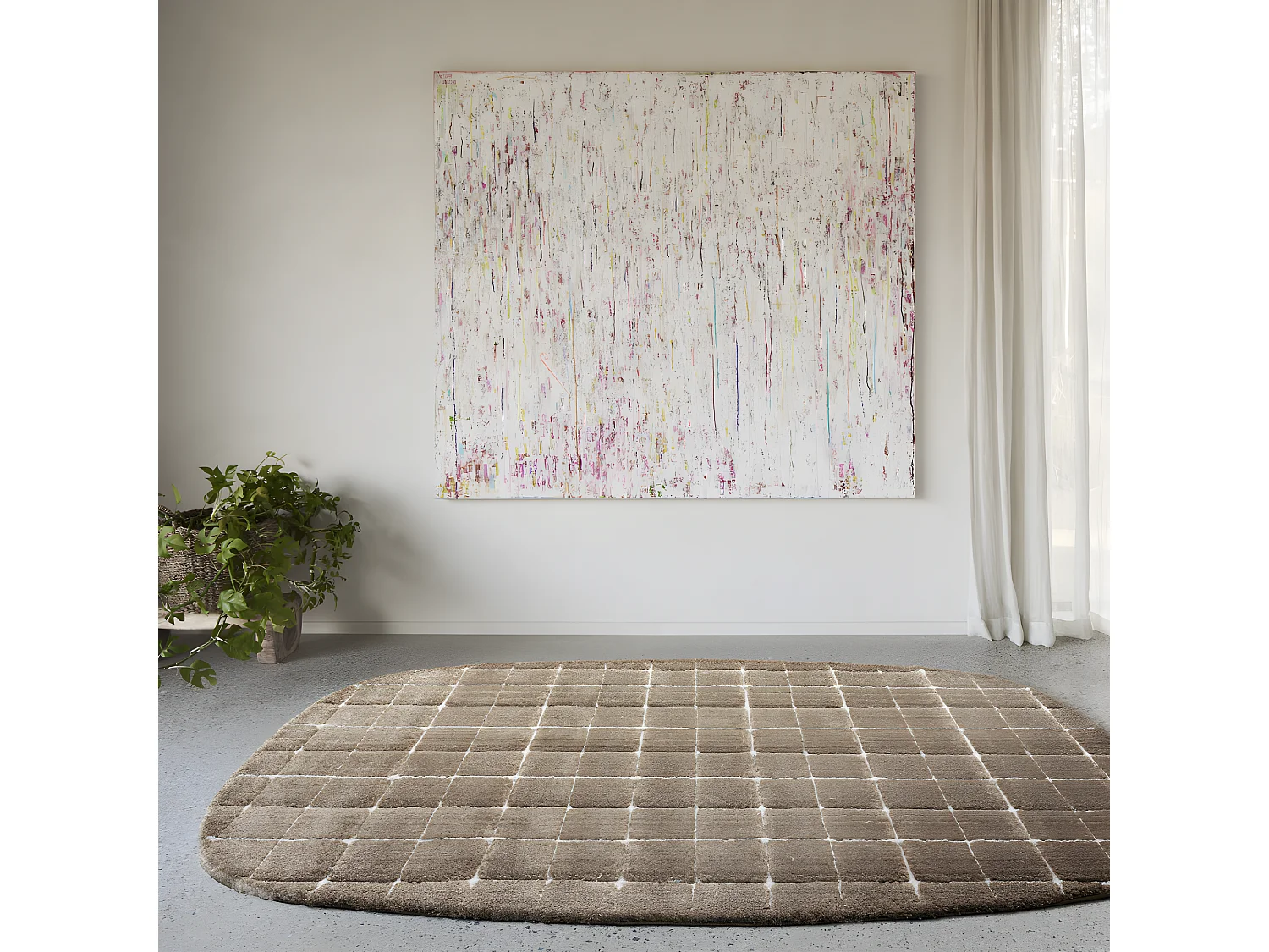 Byron V - Tapis contemporain ovale -  Brun - 200x290cm