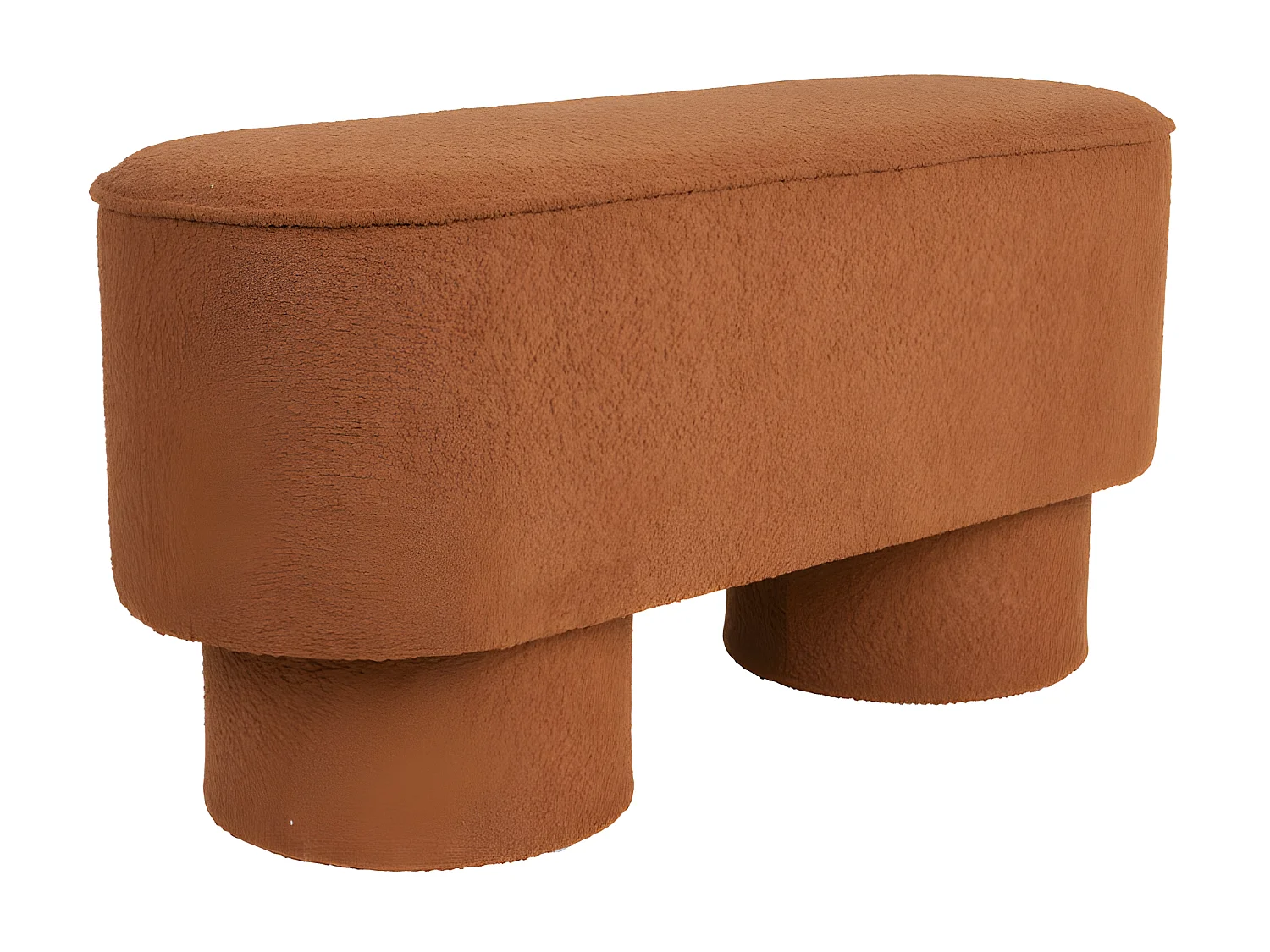 Marcos - Banc arrondi en tissu bouclette L93cm - Rouille