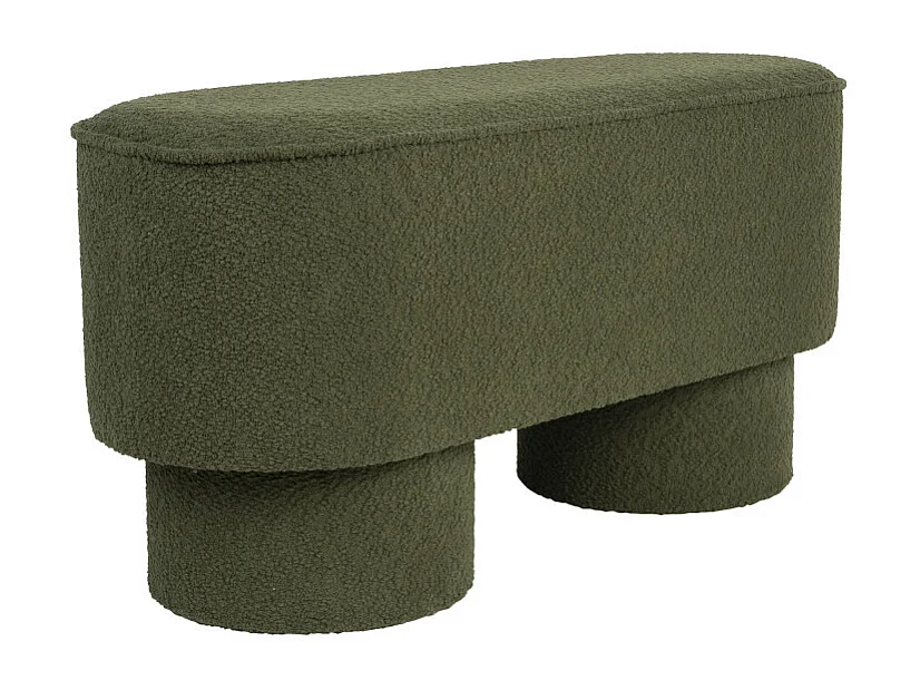 Marcos - Banc arrondi en tissu bouclette L93cm - Vert kaki