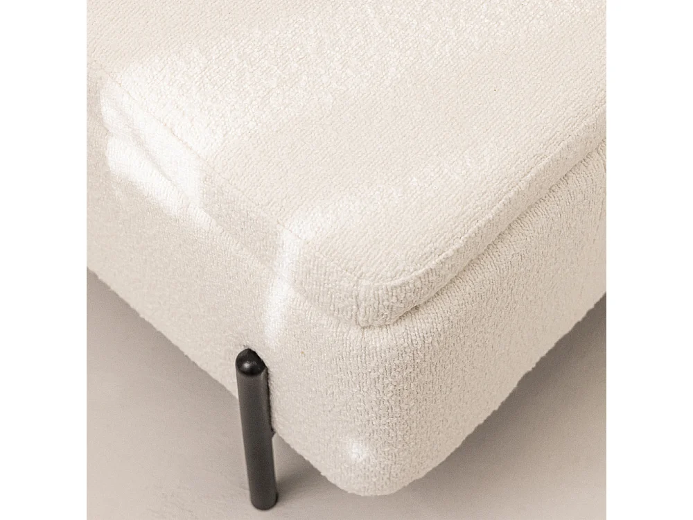 Kos - Banc coffre en tissu bouclette et métal L100cm - Blanc