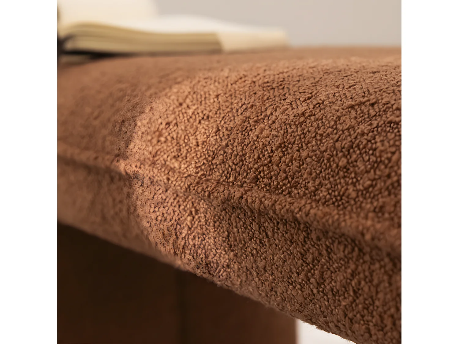 Full - Banc rembourré en tissu bouclette L100cm - Rouille