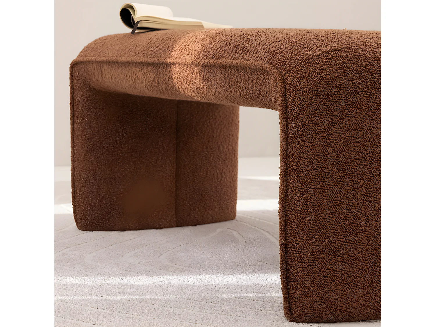 Full - Banc rembourré en tissu bouclette L100cm - Rouille