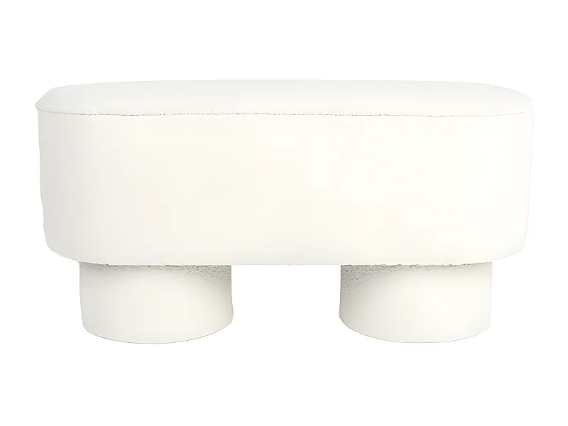 Marcos - Banc arrondi en tissu bouclette L93cm - Blanc