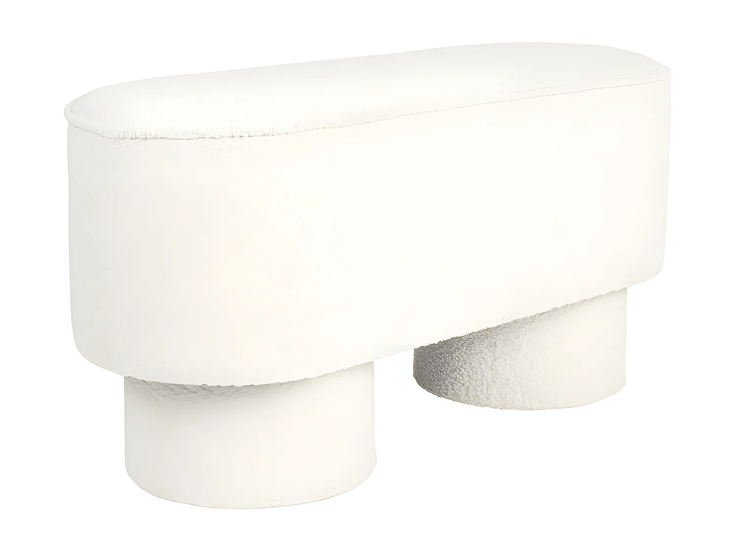 Marcos - Banc arrondi en tissu bouclette L93cm - Blanc