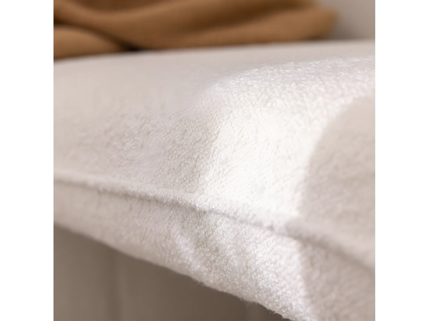 Full - Banc rembourré en tissu bouclette L100cm - Blanc