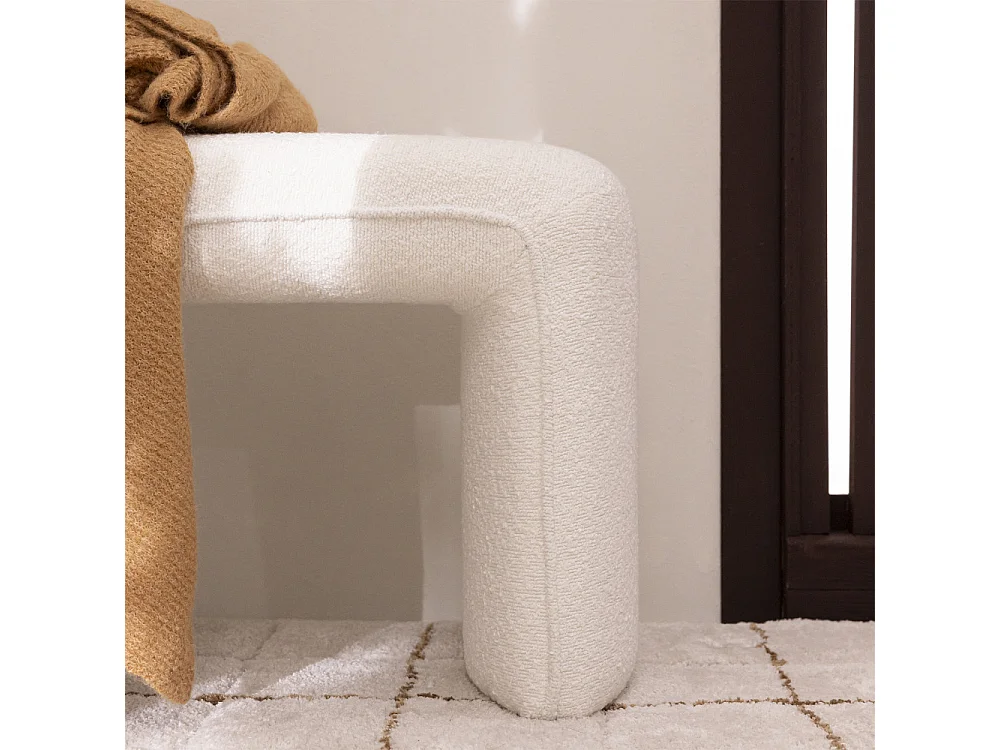 Full - Banc rembourré en tissu bouclette L100cm - Blanc